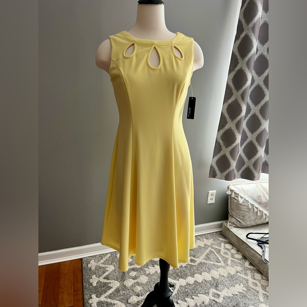 ALYX FIT AND FLARE YELLOW DRESS